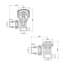 Комплект радіаторних кранів Thermo Alliance Standart 1/2" ВН кутовий TAS232W15, фото 2