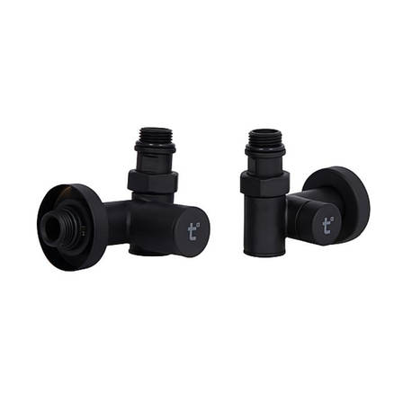 Комплект кранів Thermo Alliance Standart 1/2" чорний, для рушникосушарки кутовий SF395W15HEB, фото 1