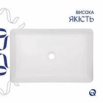 Комплект Qtap Tern: Раковина накладна прамокутна 600x400x110 мм WHITE + Донний клапан PU02, фото 4