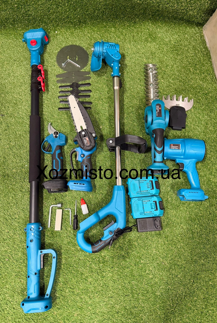 Акумуляторний набір 6 в 1 Krafftec Germany 48 V / Секатор / Пила / Коса / Повітродувка / Подовжувач / Кущоріз, фото 1