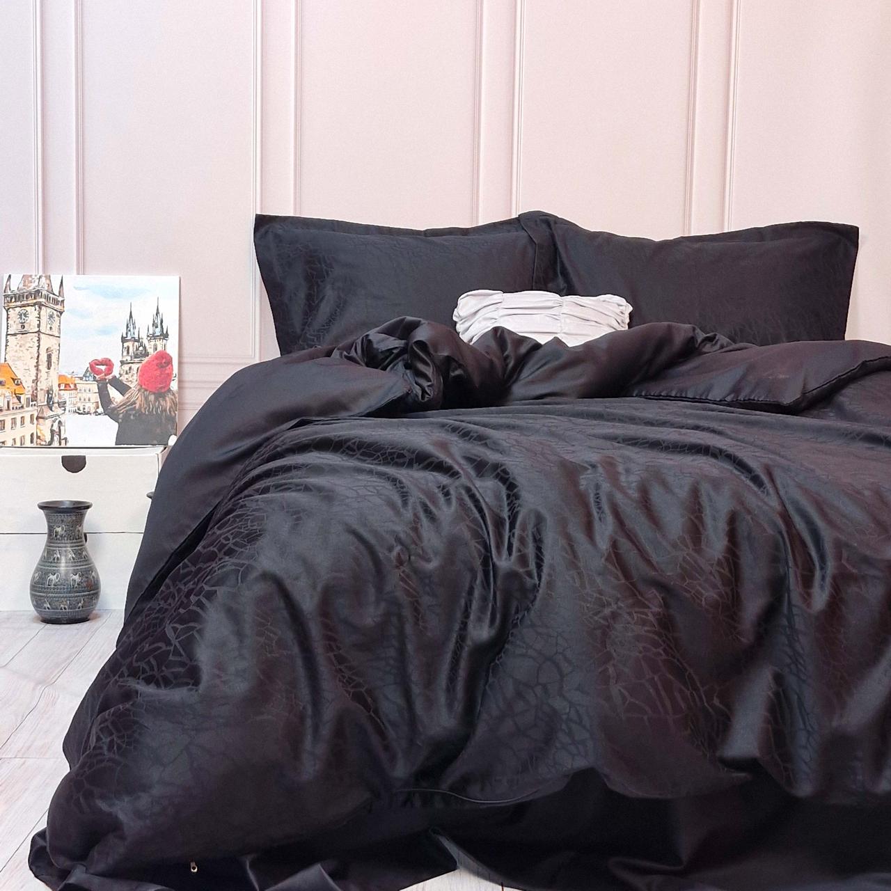 Постільна білизна Жакард BLACK ELEGANT сатин MERISET - Полуторний, фото 1