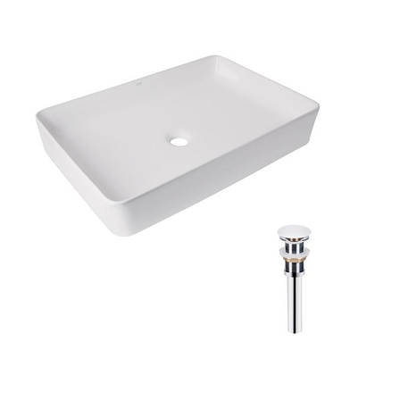 Комплект Qtap Tern: Раковина накладна прамокутна 600x400x110 мм WHITE + Донний клапан PU02, фото 1