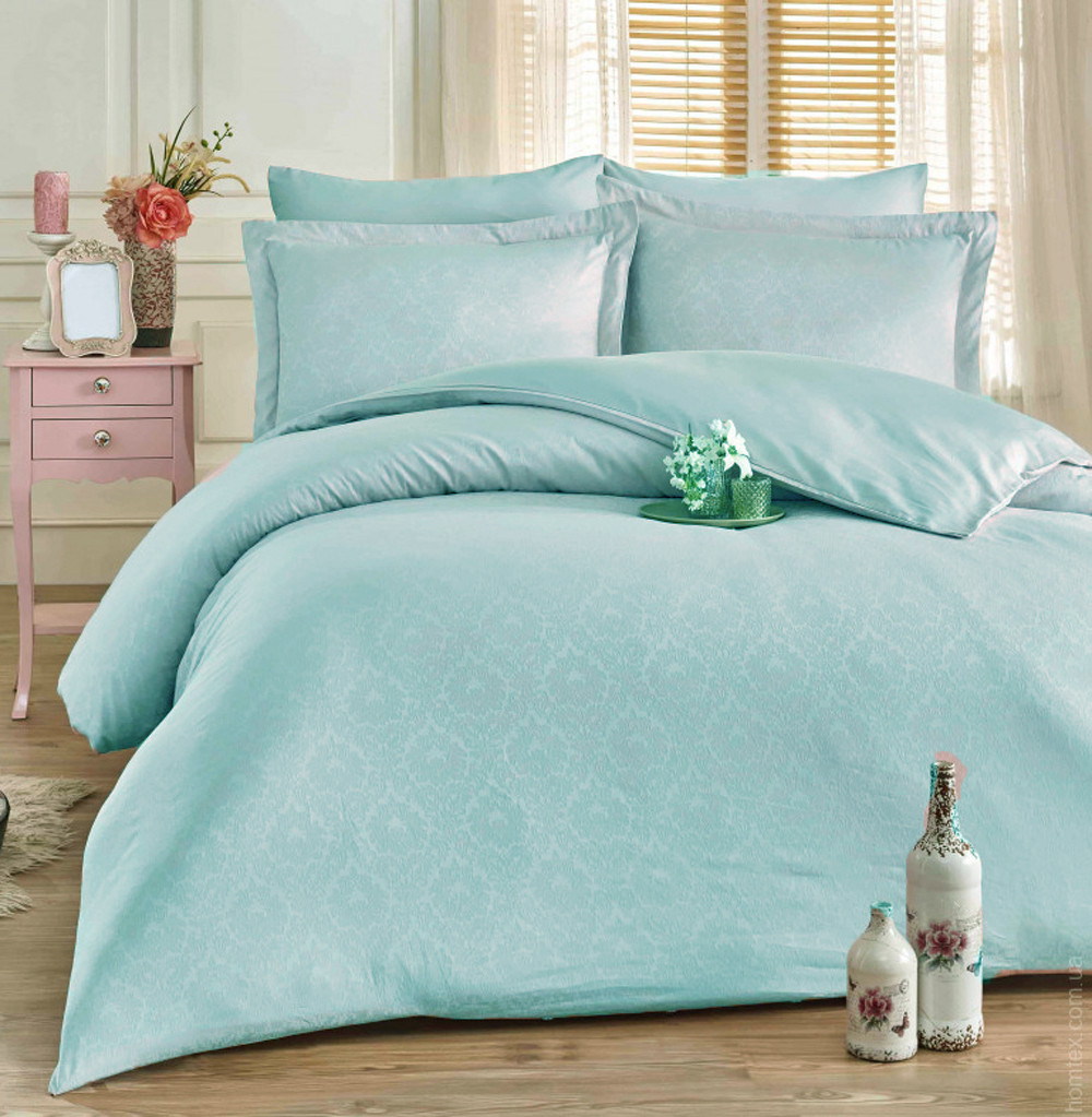 Постільна білизна Жакард MENTHOL DAMASK сатин MERISET - Полуторний, фото 1