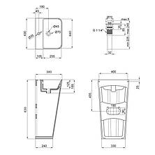 Комплект Qtap Tern: Раковина напольна моноблок 440х380х830 мм White + Донний клапан PU02O, фото 2