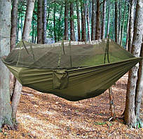 Туристичний гамаки з москитною сіткою 270×150см, до 100 кг / Підвісний гамак-спальний мішок для відпочинку РП7325