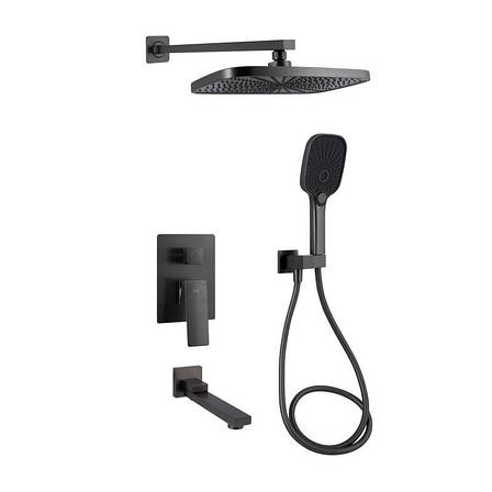 Душова система універсальна Qtap Gemini прихованого монтажу на три споживача QTGEM114GMB45704 Gunmetal Black PVD, фото 1