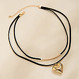 Шикарний подвійний чокер з великим серцем 2 кольори, фото 5