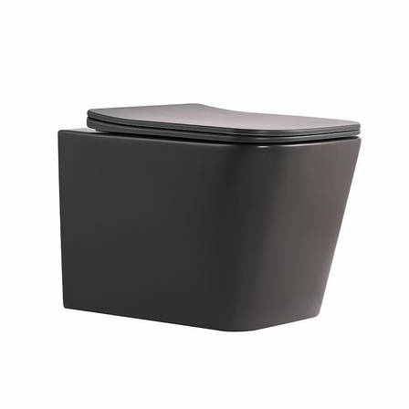 Унітаз підвісний Tern Ultra Quiet 490×365×325 мм, Anthracite, з сидінням Slim Duroplast / Soft-close / Quick Release, фото 1