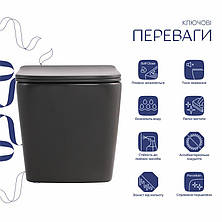 Унітаз підвісний Tern Ultra Quiet 490×365×325 мм, Anthracite, з сидінням Slim Duroplast / Soft-close / Quick Release, фото 3