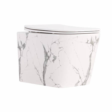 Унітаз підвісний Tern Ultra Quiet 490×365×325 мм, Marble, з сидінням Slim Duroplast / Soft-close / Quick Release QT17332303ASMR, фото 1