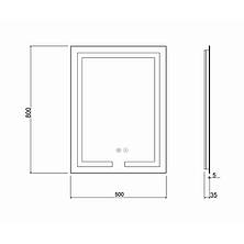 Дзеркало Qtap Mideya (DC-F936) 500х800 з LED-підсвічуванням Touch, з антизапотіванням, димером QT2078F936W, фото 2