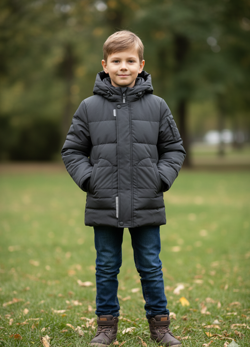 Куртка дитяча довга для хлопчика чорна, фото 1