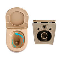 Комплект Qtap Robin Beige 3 в 1: підвісний унітаз Ultra Quiet + біде підвісне + раковина накладна QTROBSB49159, фото 5