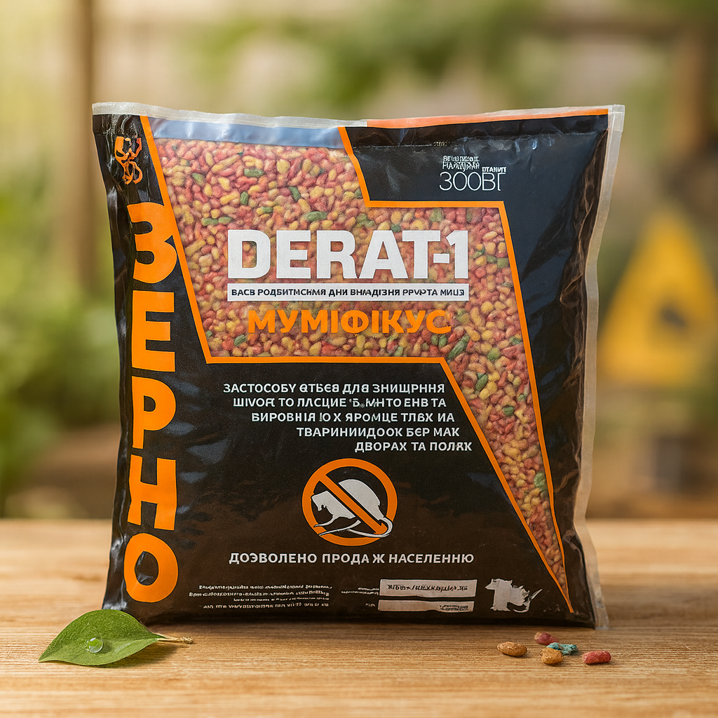 Родентицид Дерат зернова суміш від щурів і мишей 1 кг, фото 1