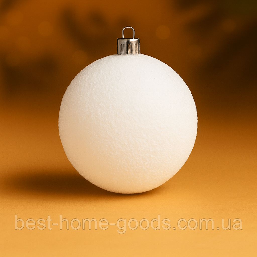 Новорічна куля 20 см з глітером – яскрава прикраса для великої ялинки, 18 кольорів Білий сніг, фото 1