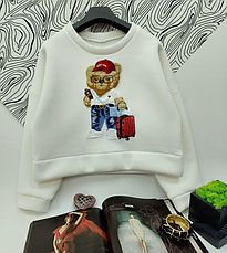 Світшот на флісі аплікація медведик, для дівчинки Мілана | на ріст 104-164р., фото 2