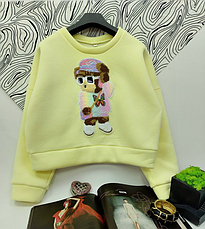 Світшот на флісі аплікація медведик, для дівчинки Мілана | на ріст 104-164р., фото 4