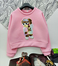 Світшот на флісі аплікація медведик, для дівчинки Мілана | на ріст 104-164р., фото 4