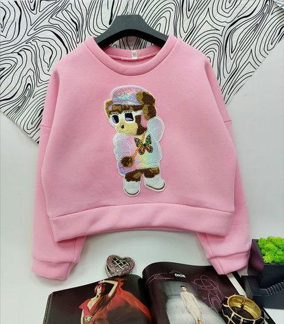 Світшот на флісі аплікація медведик, для дівчинки Мілана | на ріст 104-164р., фото 1