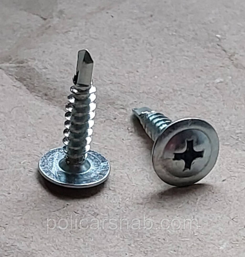 Саморіз з пресшайбою та буром по металу 4,2х19 мм оцинкований  шуруп по металу DIN 7504, фото 1