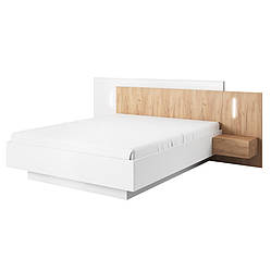 Ліжко (каркас) Perfect Home 3Д / 3D 160 двоспальне з тумбами приліжковими та підсвіткою Білий/дуб крафт золотий (PFH-091046)