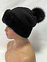 В'язана шапка з хутра норки "Соти" Чорний, фото 5