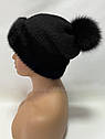 В'язана шапка з хутра норки "Соти" Чорний, фото 10