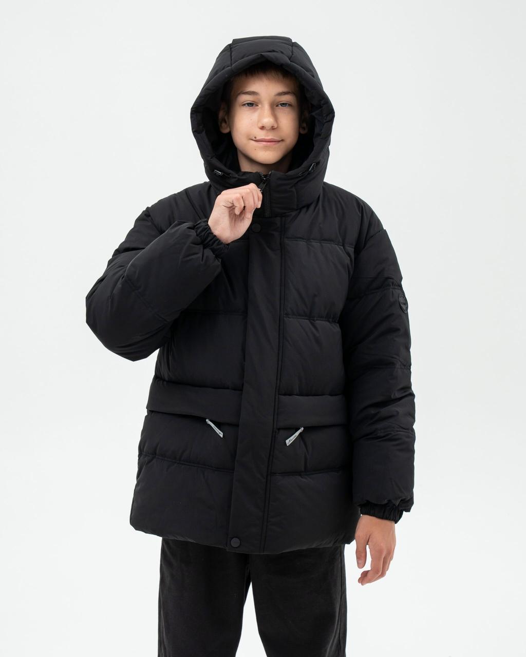 Куртка дитяча довга для хлопчика чорна Nestta, фото 1