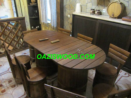 Набір меблів "МАКСІ плюс" з дубових бочок для лазні та сауни., фото 1