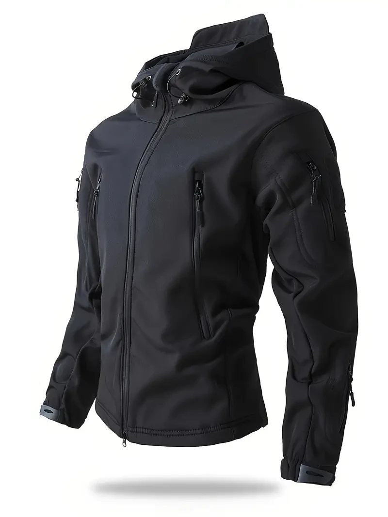 Чоловіча вітрозахисна куртка з капюшоном. Термоізольована куртка на блискавці XXL, фото 1