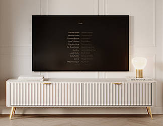 Тумба під телевізор Perfect Home Ланте / Lante 2-дверна з золотими ніжками 2D/163 Беж (PFH-091118)