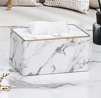 Диспенсер для серветок 6450, 19 см, білий мармур. Зберігає час при сервіруванні столу.