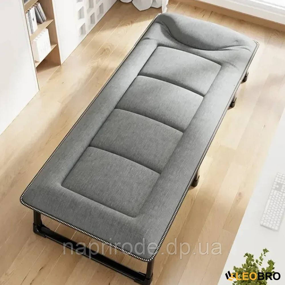 Розкладне ліжко (розкладачка) із вбудованим матрацом LEOBRO Grey (LB-FB-S1-GRY) для дому кемпінгу офісу, фото 1