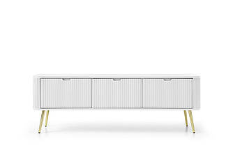 Тумба під телевізор Perfect Home Зова / Zova 3-дверна з золотими ніжками RTV168 Білий (PFH-091273)