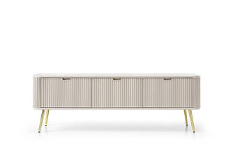 Тумба під телевізор Perfect Home Зова / Zova 3-дверна з золотими ніжками RTV168 Кашемір (PFH-091275)