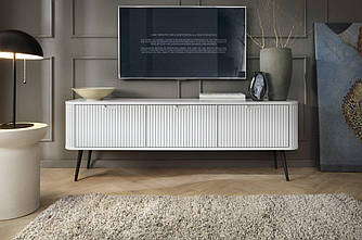 Тумба під телевізор Perfect Home Зова / Zova 3-дверна з чорними ніжками RTV168 Білий (PFH-091272)
