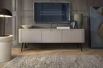 Тумба під телевізор Perfect Home Зова / Zova 3-дверна з чорними ніжками RTV168 Кашемір (PFH-091274)