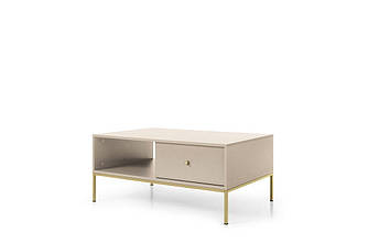 Стіл журнальний Perfect Home Моно / Mono з 2 шухлядами та золотими ніжками ML104 Беж пісочний (PFH-091211)