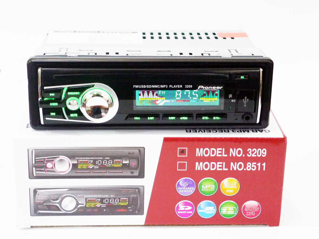 Автомагнітола 3209 Usb+RGB підсвітка+Fm+Aux+ пульт (4x50W)