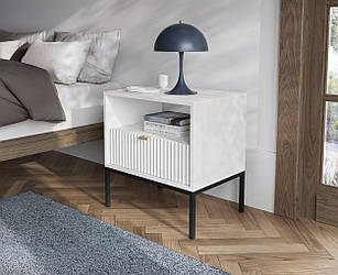 Тумба приліжкова Perfect Home Нова / Nova з 1 шухлядою і чорними ніжками S54 Білий (PFH-091260)