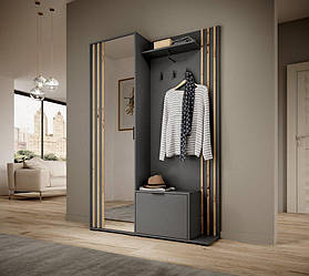 Передпокій з дзеркалом Perfect Home Неллі / Nelly 2-дверний Графіт/дуб артизан (PFH-091305)