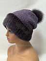 В'язана шапка з хутра норки "Соти" Графіт, фото 8