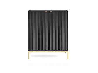 Комод високий Perfect Home Нова / Nova 2-дверний з золотими ніжками K104 Чорний (PFH-091239)