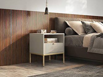 Тумба приліжкова Perfect Home Нова / Nova з 1 шухлядою і золотими ніжками S54 Кашемір (PFH-091255)