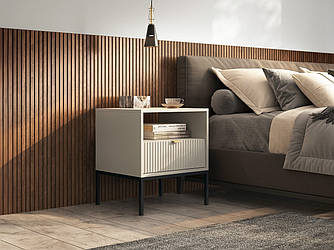 Тумба приліжкова Perfect Home Нова / Nova з 1 шухлядою і чорними ніжками S54 Кашемір (PFH-091256)