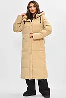 Пальто жіноче зимове від Fashion 870 S, світло-бежеве, розмір від S до 2XL, матеріал: (207188)
