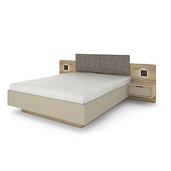 Ліжко (каркас) Perfect Home Летто / Letto 160 двоспальне з тумбами приліжковими та підсвіткою Дуб терра темний/сірий кам'яний