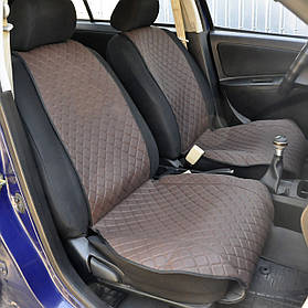 Накидки сидінь "Шкіро-замінник Коричневий" Коричневі Ромби Передки (1+1) "АвтоКомфорт"