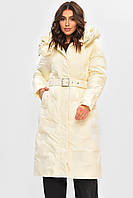 Жіноча зимова пуховик-пальто Fashion 5609 Молочний XL, розміри: S, M, L, XL