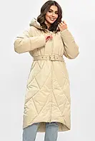 Плащ жіночий зимовий вузький модний 5618 2XL, бежевий, розміри від M до 2XL.